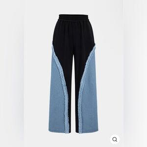 Elegant Two-Tone Wide Leg Pants